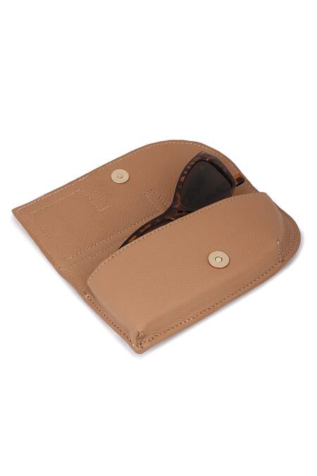 Shop_Adisee_Beige Leather Colorblock Sunglass Case _Online_at_Aza_Fashions