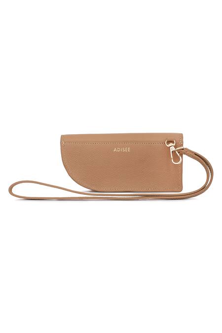Adisee_Beige Leather Colorblock Sunglass Case _at_Aza_Fashions
