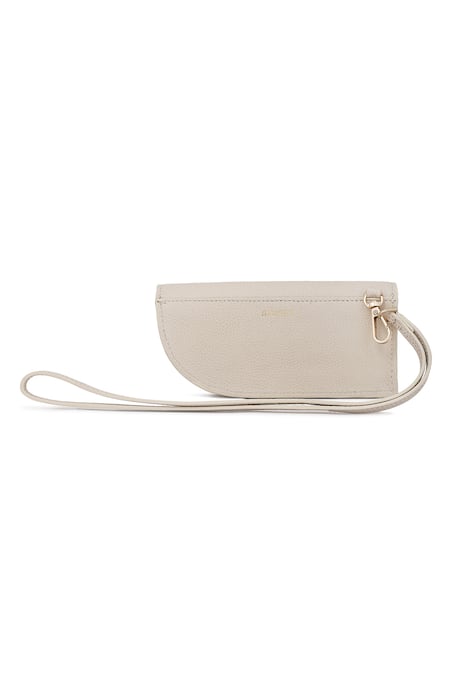 Shop_Adisee_Ivory Leather Structured Sunglass Case _at_Aza_Fashions