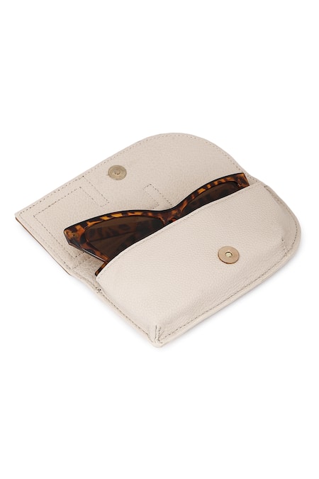 Adisee_Ivory Leather Structured Sunglass Case _Online_at_Aza_Fashions