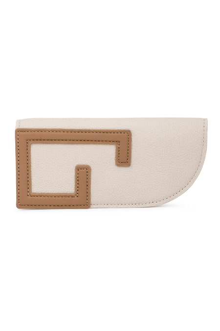 Adisee_Ivory Leather Structured Sunglass Case _at_Aza_Fashions