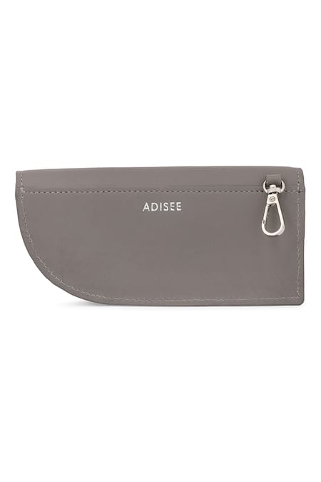 Adisee_Grey Structured Leather Sunglass Case _Online_at_Aza_Fashions