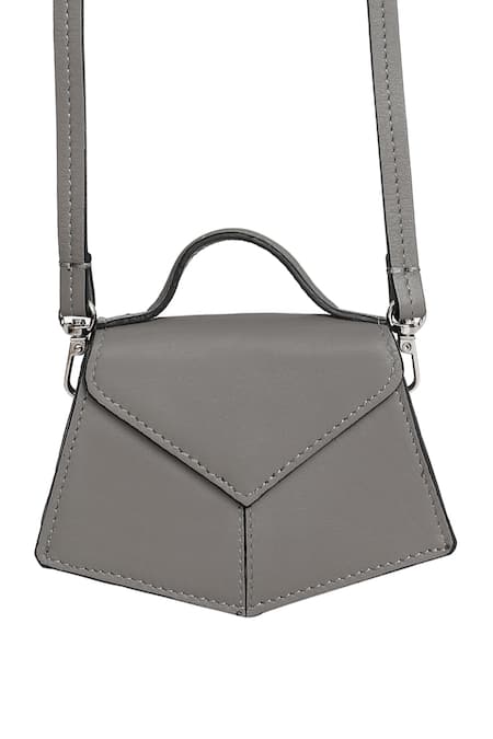 Adisee_Grey Fiona Piccola Leather Structured Miniature Bag _Online_at_Aza_Fashions