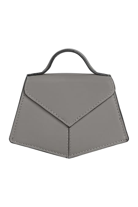 Shop_Adisee_Grey Fiona Piccola Leather Structured Miniature Bag _Online_at_Aza_Fashions