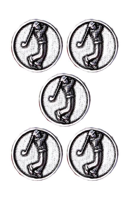 Cosa Nostraa Silver Golfer Buttons - Set Of 5 Online at Aza Fashions Cosa Nostraa_Silver Golfer Buttons - Set Of 5 _Online_at_Aza_Fashions