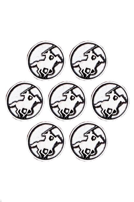 Cosa Nostraa_Silver Warrior Brass Buttons - Set Of 7 _Online_at_Aza_Fashions