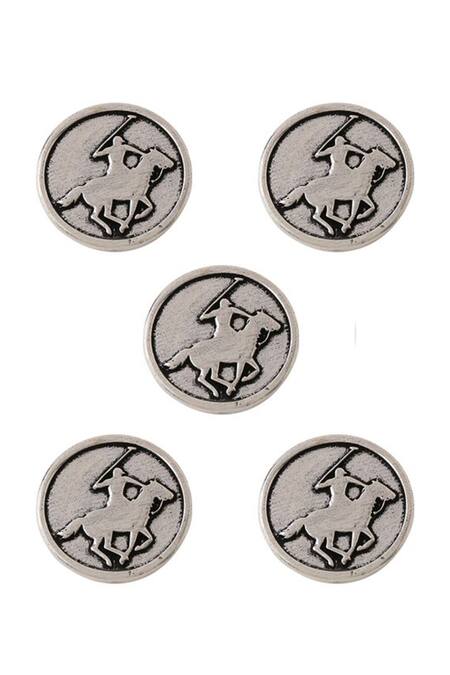 Cosa Nostraa_Grey Warrior Carved Buttons - Set Of 5 _Online_at_Aza_Fashions
