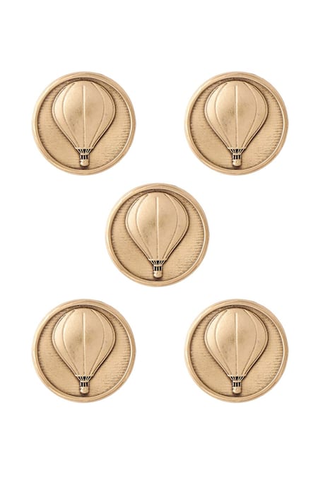 Cosa Nostraa Gold Air Balloon Buttons - Set Of 5 Online at Aza Fashions Cosa Nostraa_Gold Air Balloon Buttons - Set Of 5 _Online_at_Aza_Fashions