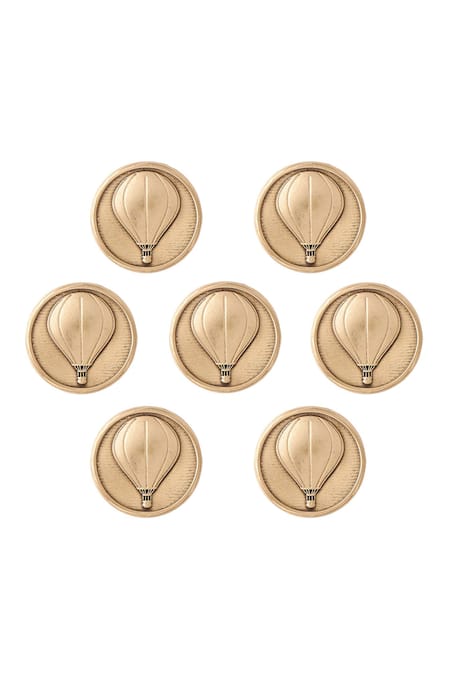 Cosa Nostraa_Gold Air Balloon Buttons - Set Of 7 _Online_at_Aza_Fashions