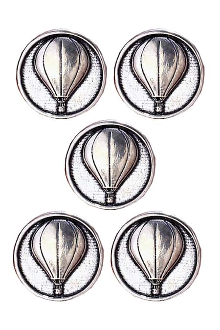 Cosa Nostraa_Silver Air Balloon Buttons - Set Of 5 _Online_at_Aza_Fashions
