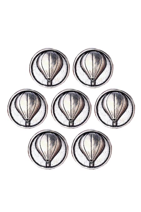 Cosa Nostraa_Silver Air Balloon Buttons- Set Of 7 _Online_at_Aza_Fashions