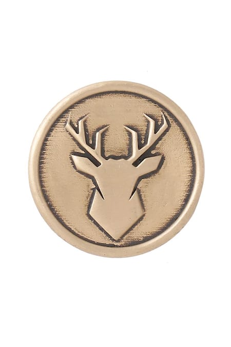 Buy Cosa Nostraa Gold Imperial Stag Buttons - Set Of 5 Online at Aza Fashions Buy_Cosa Nostraa_Gold Imperial Stag Buttons - Set Of 5 _Online_at_Aza_Fashions