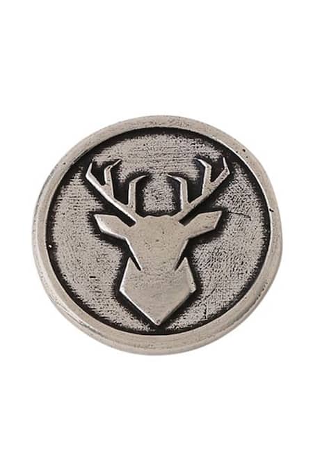 Buy_Cosa Nostraa_Grey Imperial Stag Brass Buttons - Set Of 5 _Online_at_Aza_Fashions