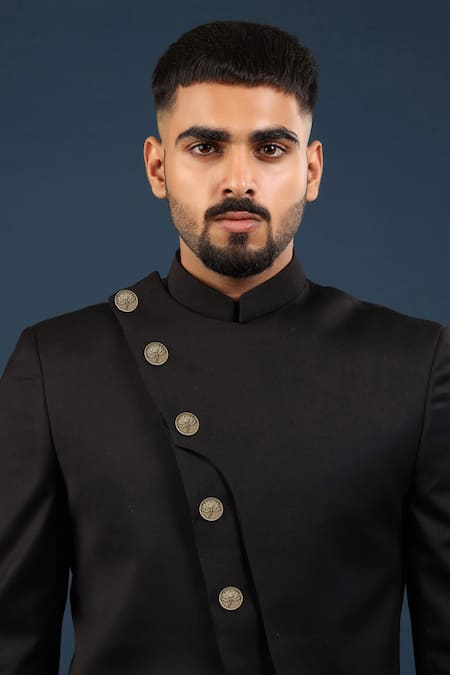 Shop Cosa Nostraa Gold Divine Lotus Buttons - Set Of 5 at Aza Fashions Shop_Cosa Nostraa_Gold Divine Lotus Buttons - Set Of 5 _at_Aza_Fashions