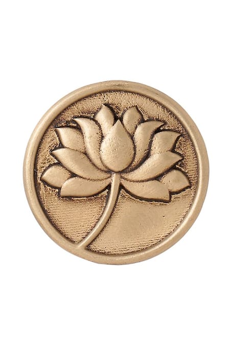 Buy Cosa Nostraa Gold Divine Lotus Buttons - Set Of 5 Online at Aza Fashions Buy_Cosa Nostraa_Gold Divine Lotus Buttons - Set Of 5 _Online_at_Aza_Fashions