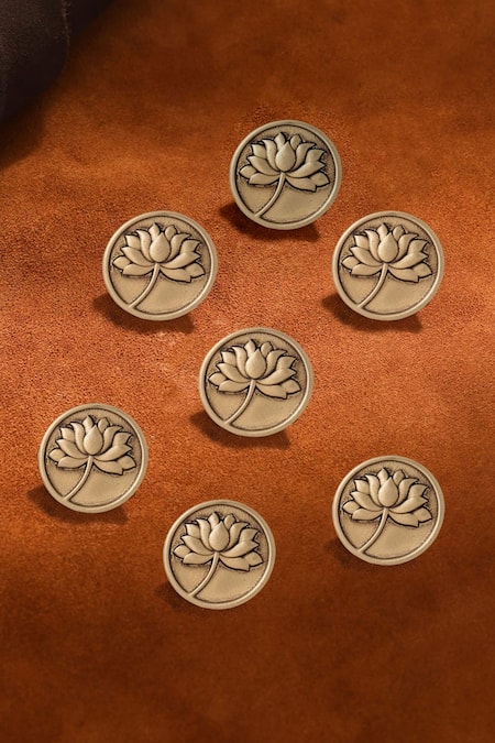 Cosa Nostraa Divine Lotus Carved Buttons - Set of 7 