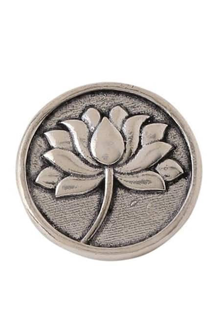 Buy Cosa Nostraa Grey Divine Lotus Buttons - Set Of 5 Online at Aza Fashions Buy_Cosa Nostraa_Grey Divine Lotus Buttons - Set Of 5 _Online_at_Aza_Fashions