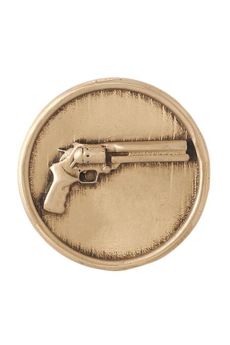 Buy_Cosa Nostraa_Gold Power Gun Buttons - Set Of 5_Online_at_Aza_Fashions