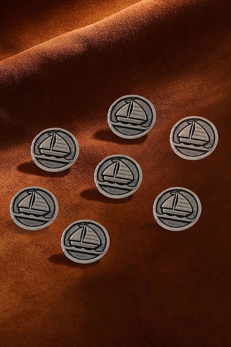 Cosa Nostraa Sail Boat Carved Buttons - Set of 7 