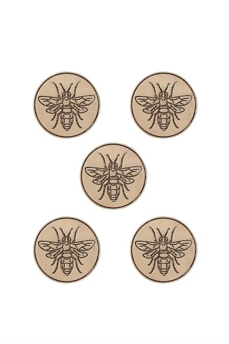 Cosa Nostraa Gold Flying Wonder Buttons - Set Of 5 Online at Aza Fashions Cosa Nostraa_Gold Flying Wonder Buttons - Set Of 5 _Online_at_Aza_Fashions