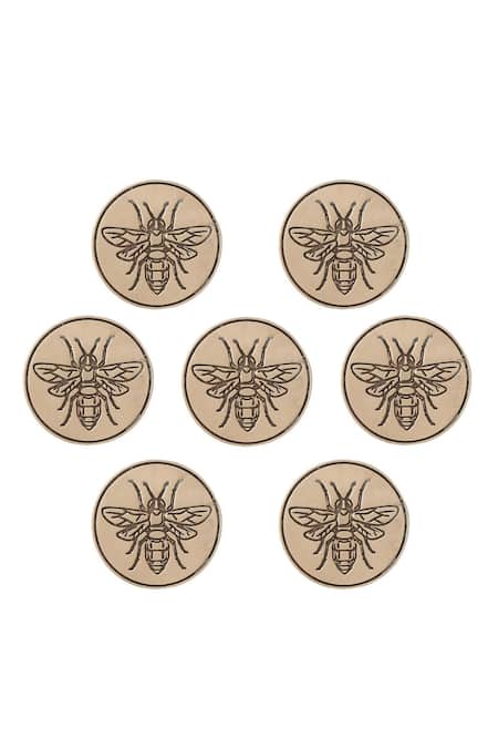 Cosa Nostraa_Gold Flying Wonder Buttons - Set Of 7 _Online_at_Aza_Fashions