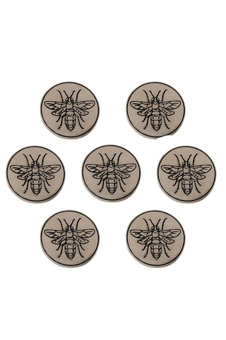 Cosa Nostraa_Grey Flying Wonder Brass Buttons - Set Of 7 _Online_at_Aza_Fashions