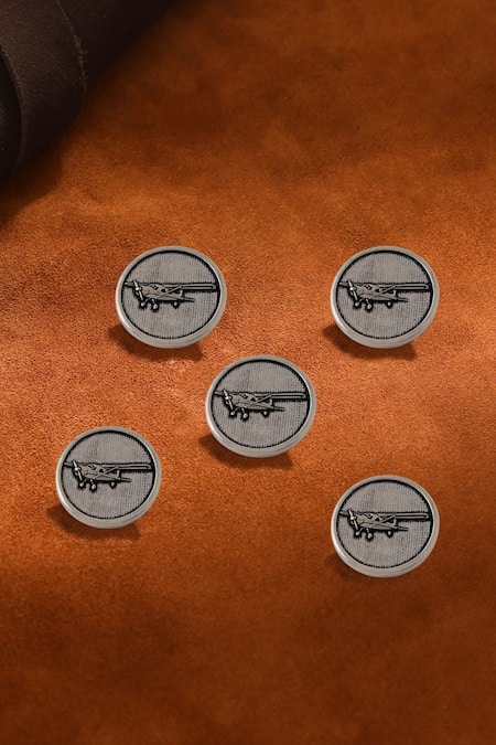 Cosa Nostraa - Grey Flying Wonder Brass Buttons - Set Of 5