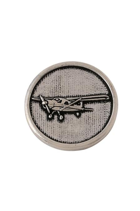 Buy_Cosa Nostraa_Grey Vintage Plane Brass Buttons - Set Of 5 _Online_at_Aza_Fashions