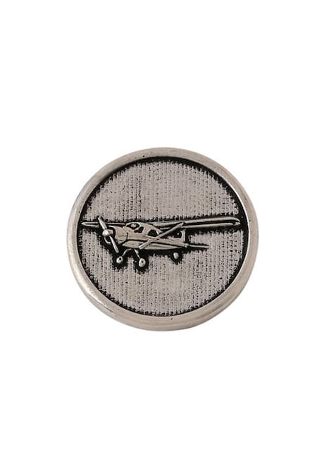 Buy_Cosa Nostraa_Grey Cut Work Vintage Plane Brass Buttons - Set Of 7 _Online_at_Aza_Fashions