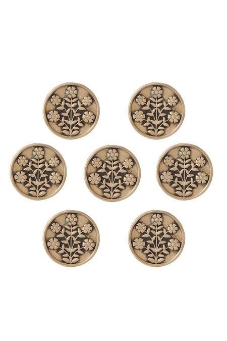 Cosa Nostraa_Gold Eternal Garden Buttons - Set Of 7 _Online_at_Aza_Fashions