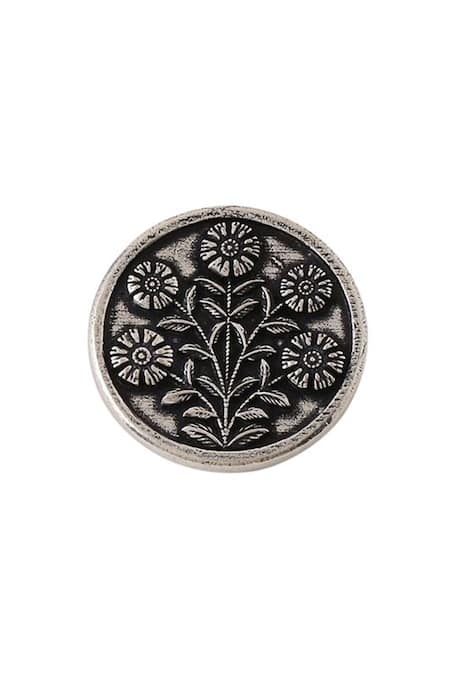 Buy Cosa Nostraa Grey Eternal Garden Brass Buttons - Set Of 5 Online at Aza Fashions Buy_Cosa Nostraa_Grey Eternal Garden Brass Buttons - Set Of 5 _Online_at_Aza_Fashions