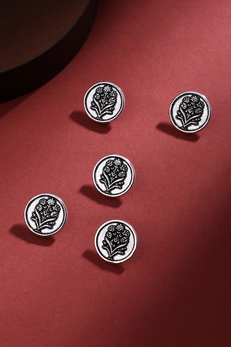 Cosa Nostraa Floral Wonder Carved Buttons - Set of 5 