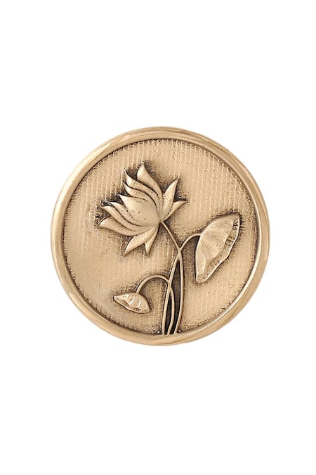 Buy Cosa Nostraa Gold Lotus Carved Buttons - Set Of 5 Online at Aza Fashions Buy_Cosa Nostraa_Gold Lotus Carved Buttons - Set Of 5 _Online_at_Aza_Fashions