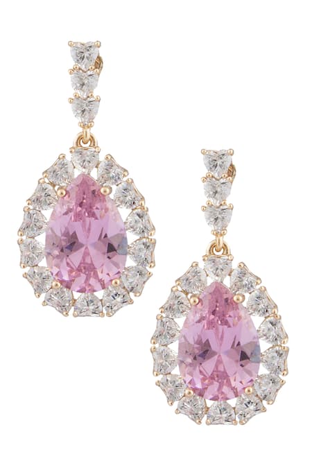 0.83 carat Fancy Pink Cushion Cut & Diamond Cluster Drop Earrings  (Two-Tone) — Shreve, Crump & Low