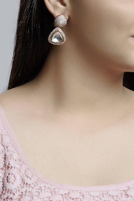 Khushi Jewels Gold Plated Geometric Crystal Studs 