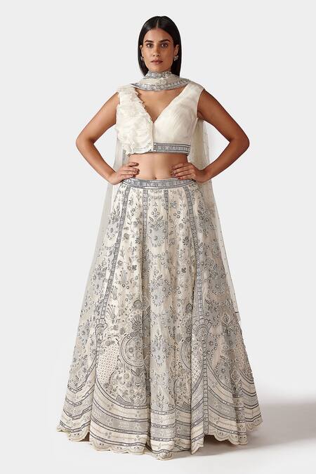 Buy Swati Narula Ivory Dupatta Net, Lehenga And Blouse Organza Afsa Embroidered Bridal Set Online at Aza Fashions Buy_Swati Narula_Ivory Dupatta Net, Lehenga And Blouse Organza Afsa Embroidered Bridal Set _Online_at_Aza_Fashions