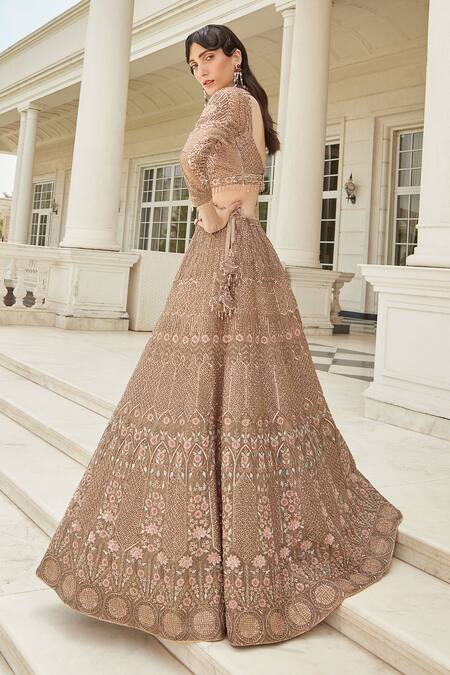 Buy Swati Narula Gold Lehenga And Blouse Organza Dupatta Net Eila Embroidered Bridal Set Buy_Swati Narula_Gold Lehenga And Blouse Organza Dupatta Net Eila Embroidered Bridal Set