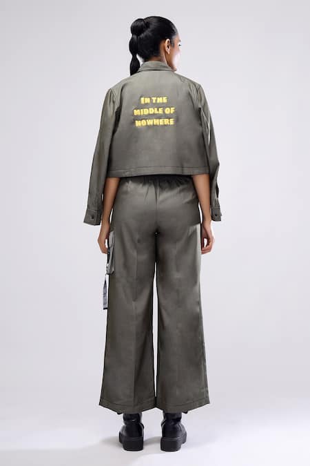 Scribbology Typography Embroidered Jacket Pant Set 