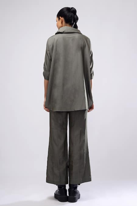 Scribbology Typography Embroidered Cowl Top & Flared Pant Set 