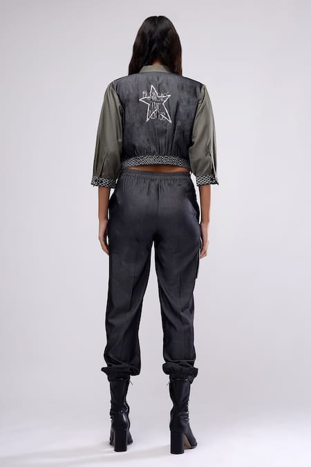 Scribbology Embroidered Bomber Jacket & Track Pant Set 