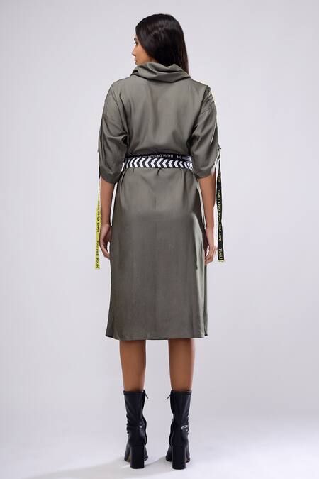 Scribbology Wip Cowl Placement Embroidered Dress 