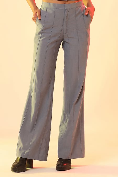 Buy_Scribbology_Blue Tencel Embroidery Open Neck, Jacket And Pant Set _Online_at_Aza_Fashions