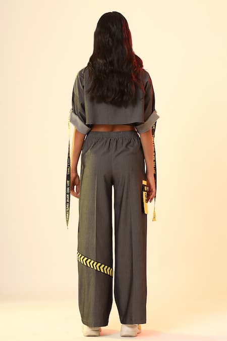 Scribbology Text Embroidered Top With Baggy Pant 