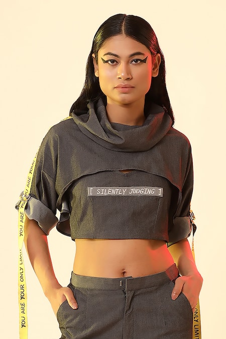 Buy_Scribbology_Green Tencel Embroidery Cowl Neck Text Top With Baggy Pant _Online_at_Aza_Fashions