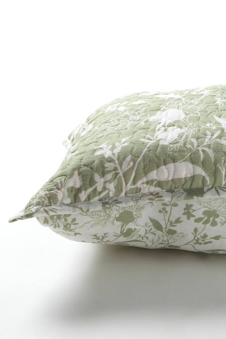 Vvyom By Shuchita_Beige Shell 100% Bahaarloom Reversible Bed Cover With Pillow - 2 Pcs_Online_at_Aza_Fashions