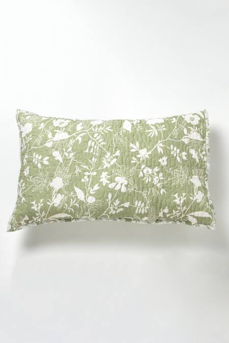 Vvyom By Shuchita_Beige Shell 100% Bahaarloom Reversible Bed Cover With Pillow - 2 Pcs_at_Aza_Fashions