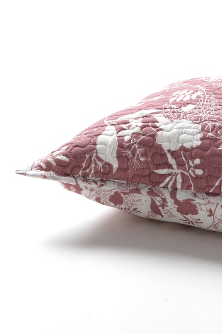 Vvyom By Shuchita_Pink Shell And Filler 100% Cotton Bahaarbloom Lotus Reversible Bedcover Set_at_Aza_Fashions