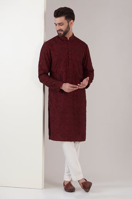 Kasbah Silk Chikankari Embroidered Kurta Set 