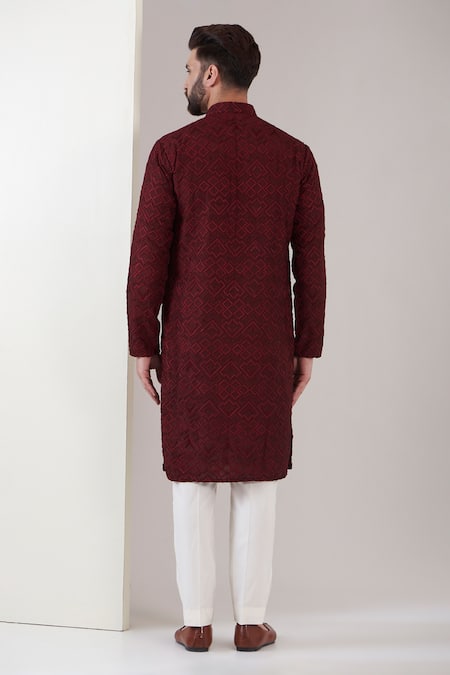 Kasbah Silk Chikankari Embroidered Kurta Set 