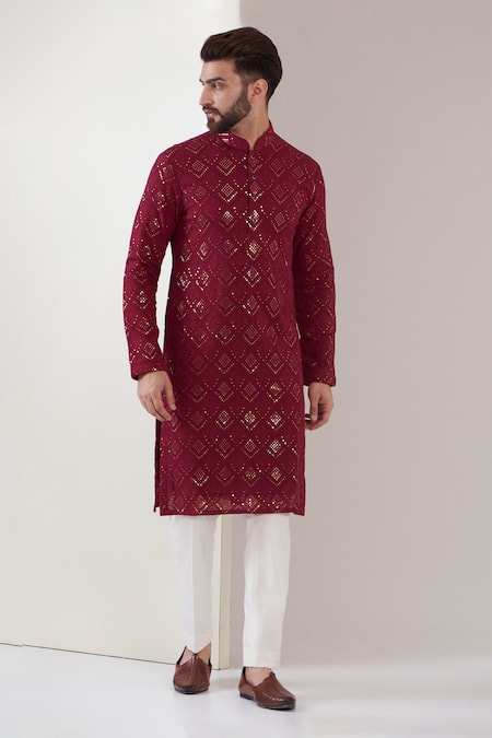 Kasbah Chikankari Embroidered Kurta & Pant Set 